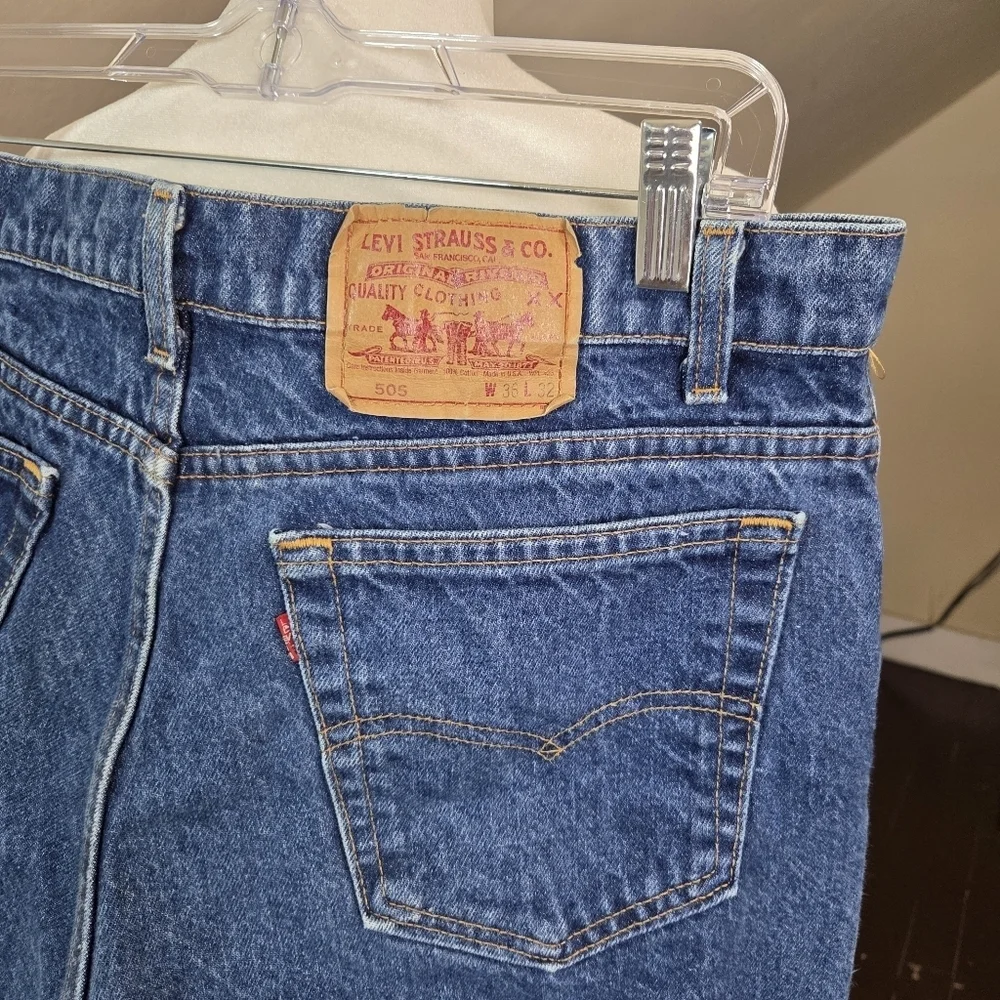 VTG‎ 1990 Levi’s 505-0217 Made in USA Jeans W36 L32 Blue Denim Regular Fit
